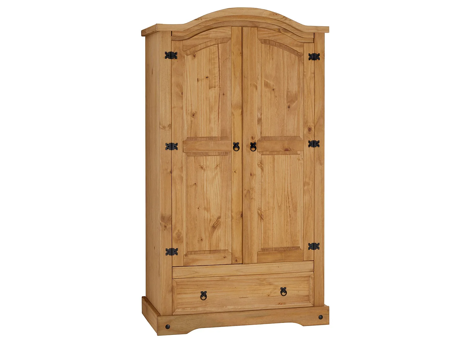 Armoire SALSA penderie pour vêtements style mexicain avec 2 portes 1 étagère 1 tiroir, en pin massif finition teintée/cirée