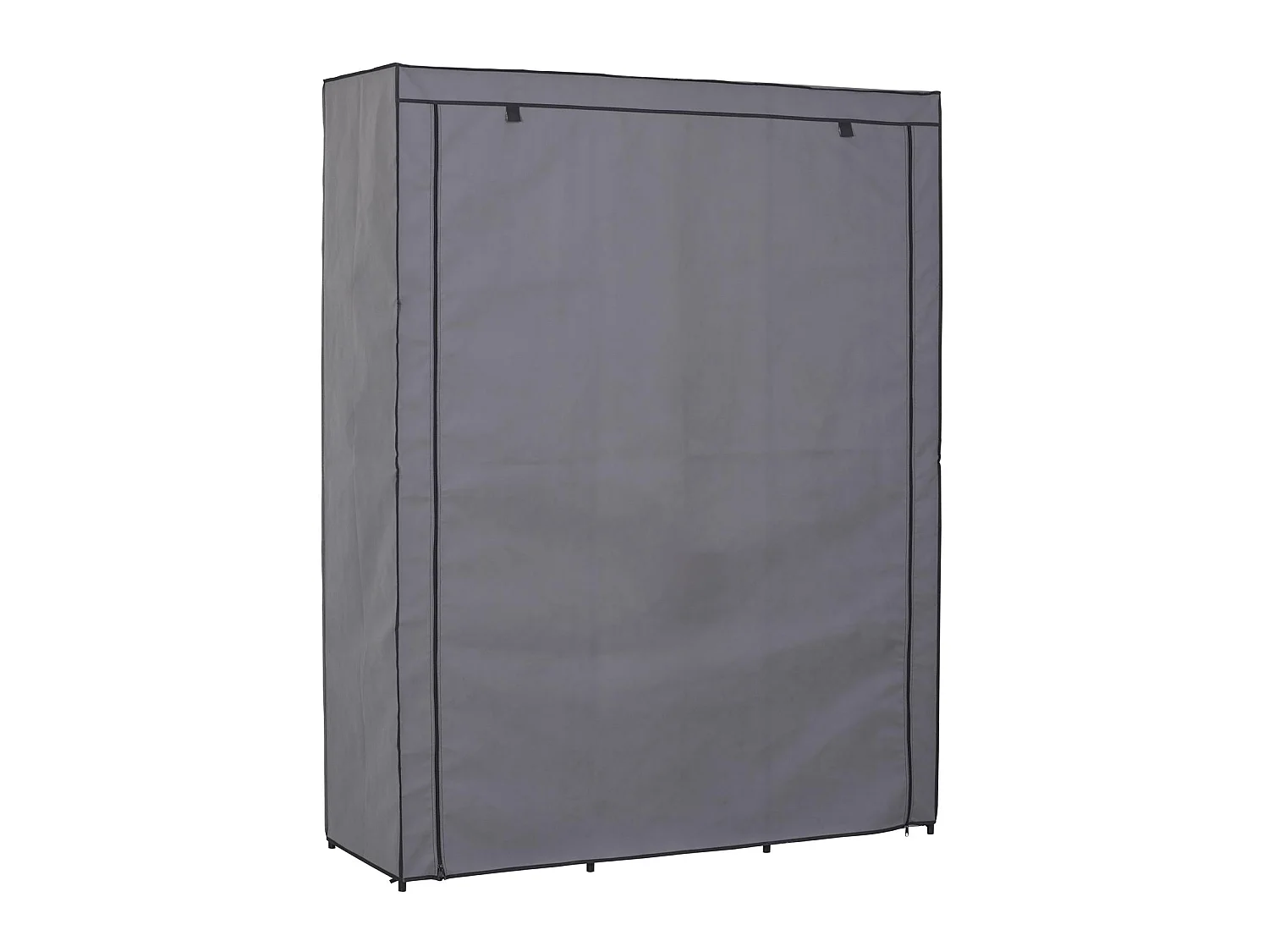 Garde-robe en tissu STEVEN structure en métal, 9 tablettes repositionnables pour 7 possibilités d'aménagement, coloris gris