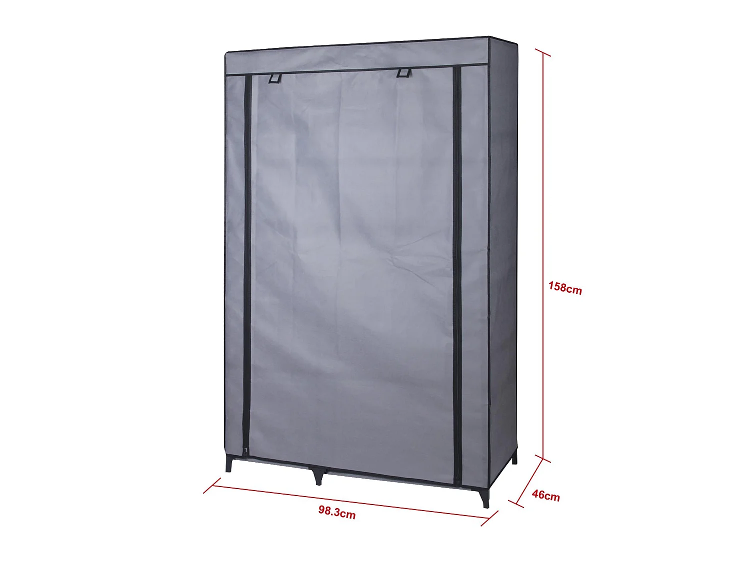 Garde-robe en tissu TANJA armoire en tissu avec 5 tablettes et 1 tringle, rangement pour vêtements, coloris gris anthracite