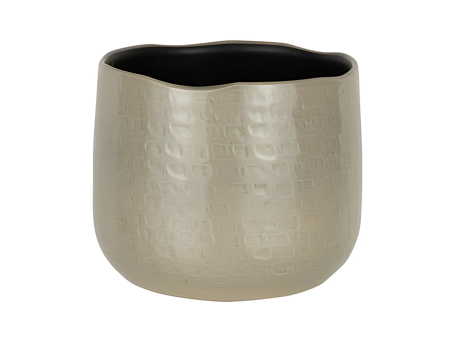 Macetero con motivos en cerámica gris claro de 22x22x18cm
