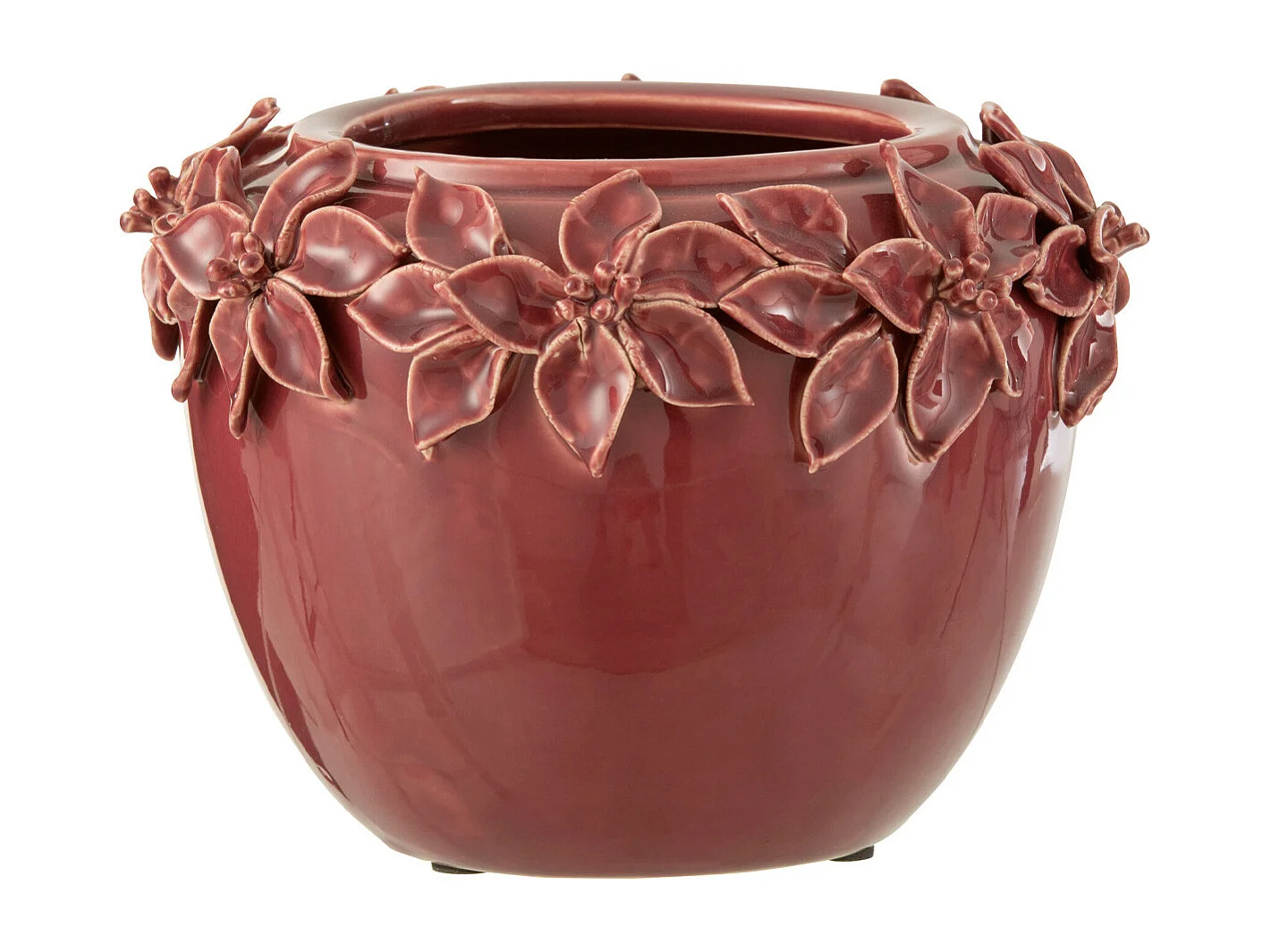 Portavasi in ceramica rossa 22.5x22.5x16.5 cm