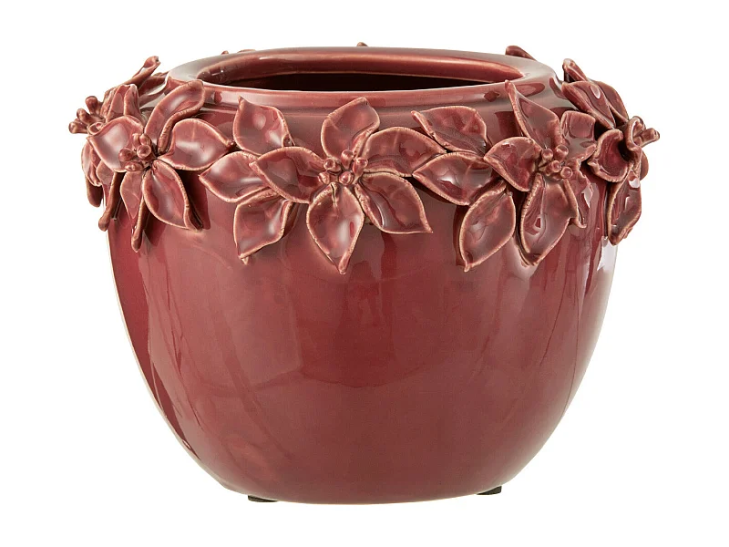 Portavasi in ceramica rossa 22.5x22.5x16.5 cm