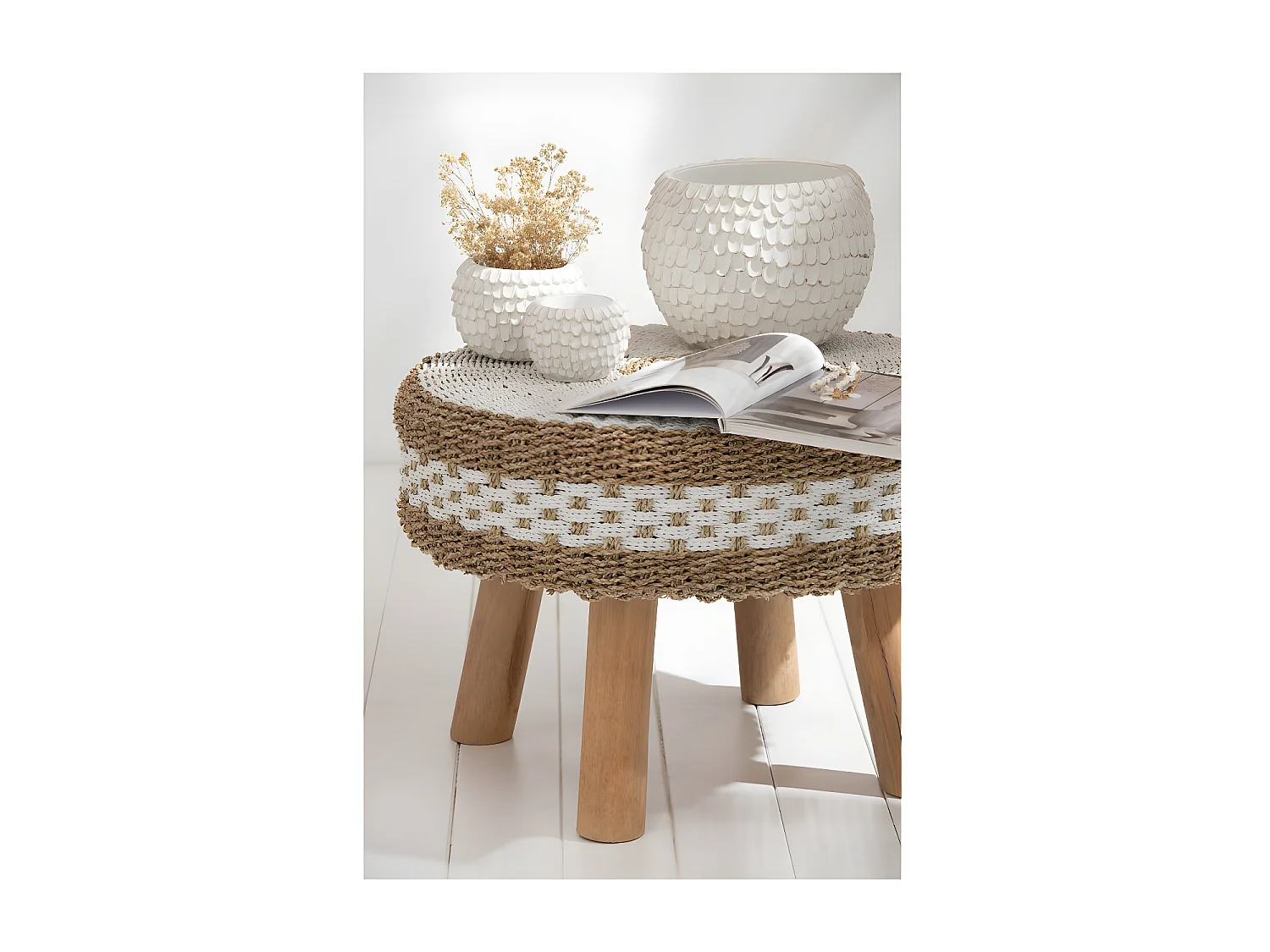 Cache-pot en céramique blanc 14x14x10 cm