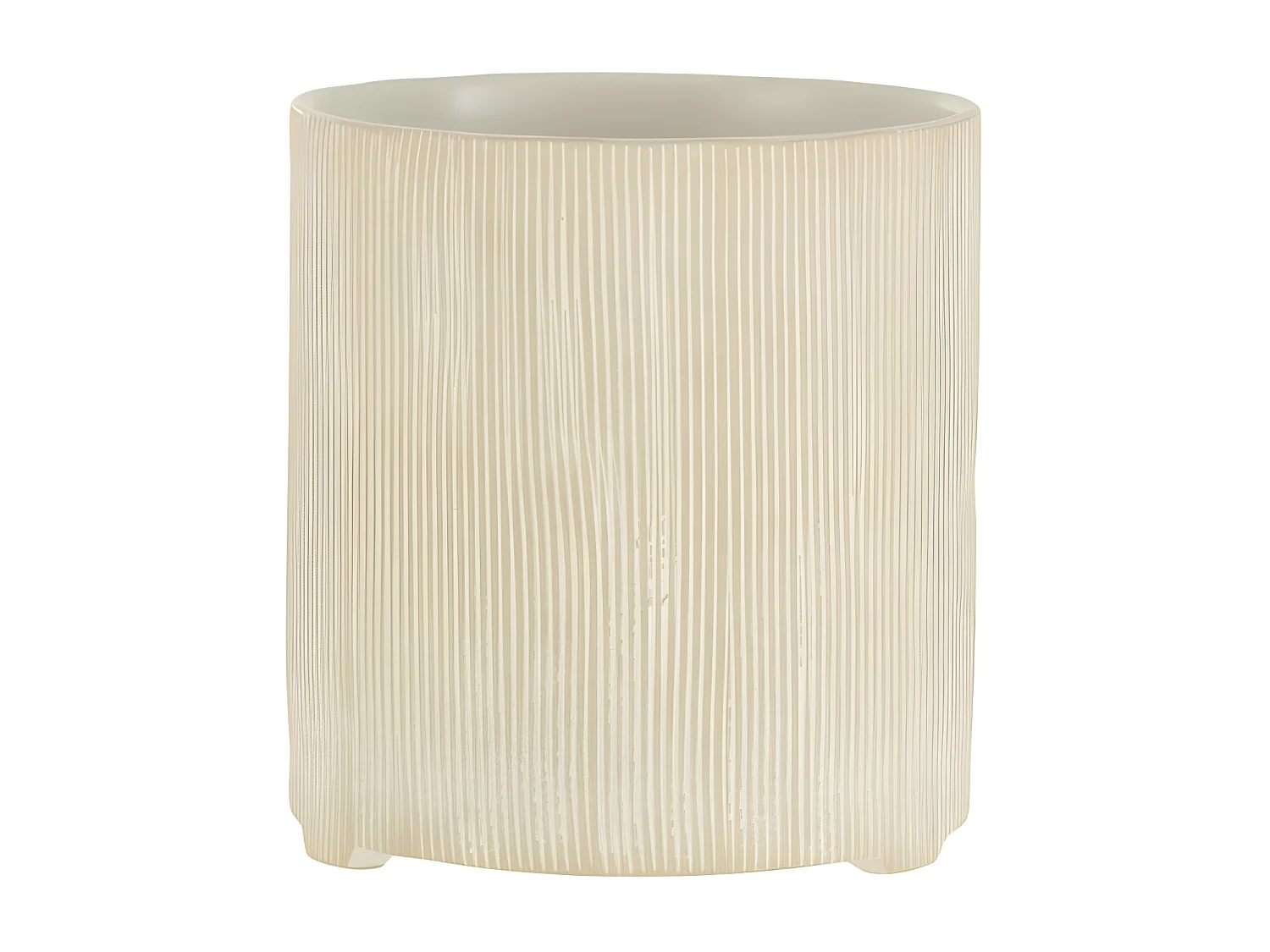 Cache-pot rond en céramique beige 12x12x13 cm