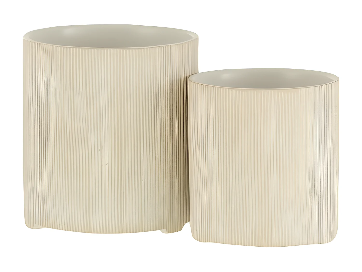 Cache-pot rond en céramique beige 12x12x13 cm