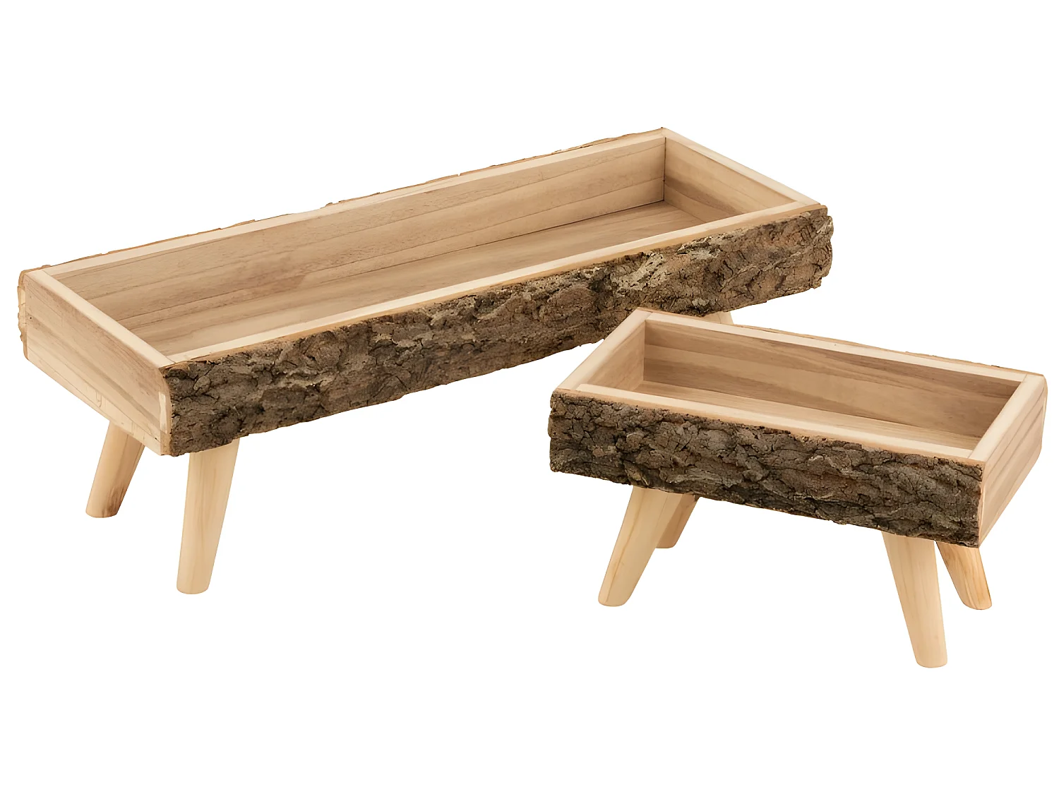 Cache-pot en bois naturel 54.5x28x25 cm