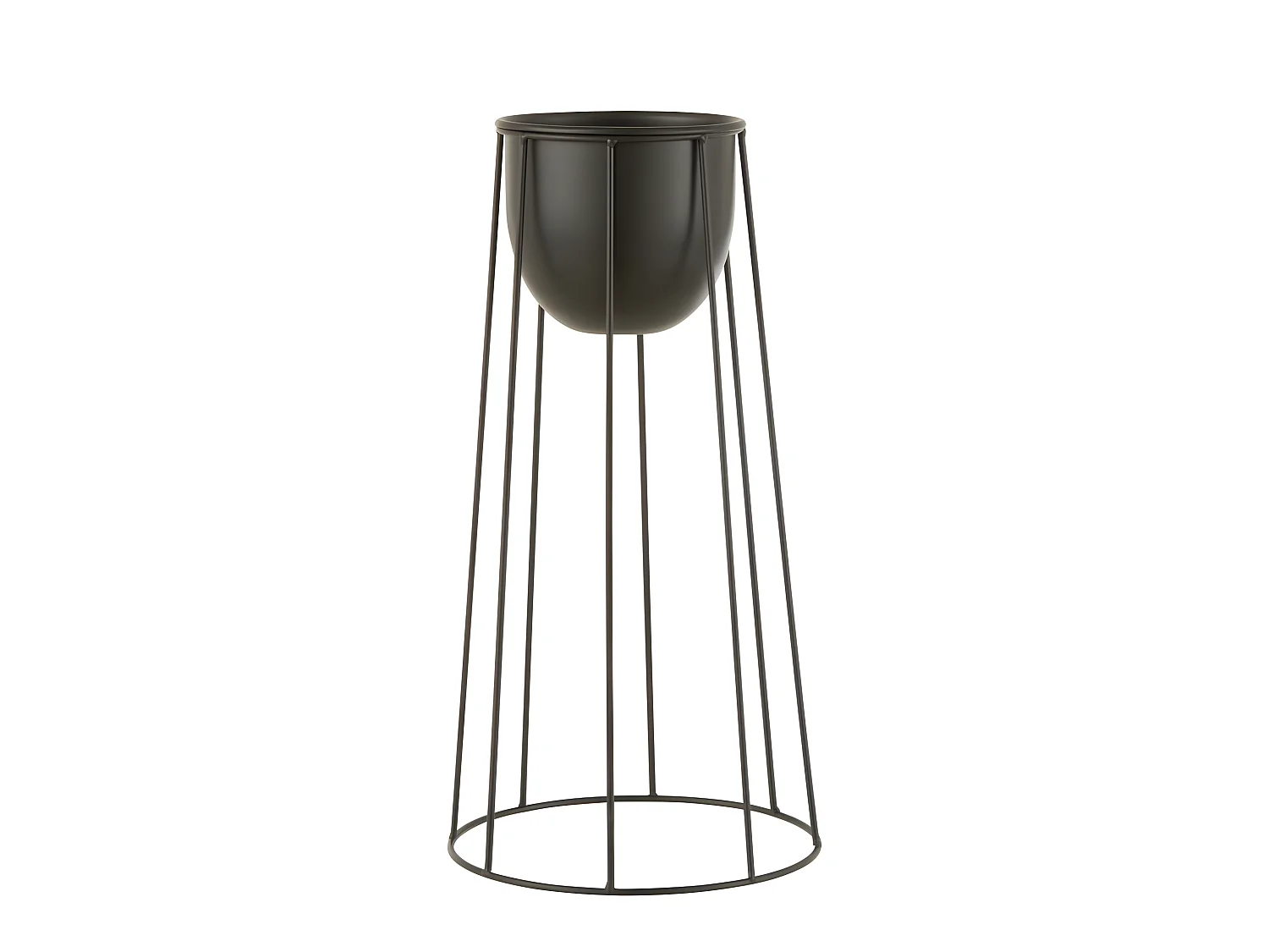 Cache-pot sur pied noir en métal 23x23x45 cm