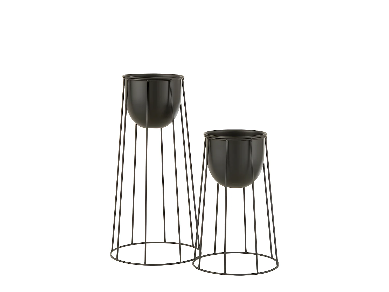 Maceta con pie líneas hierro negro Alt. 45 cm