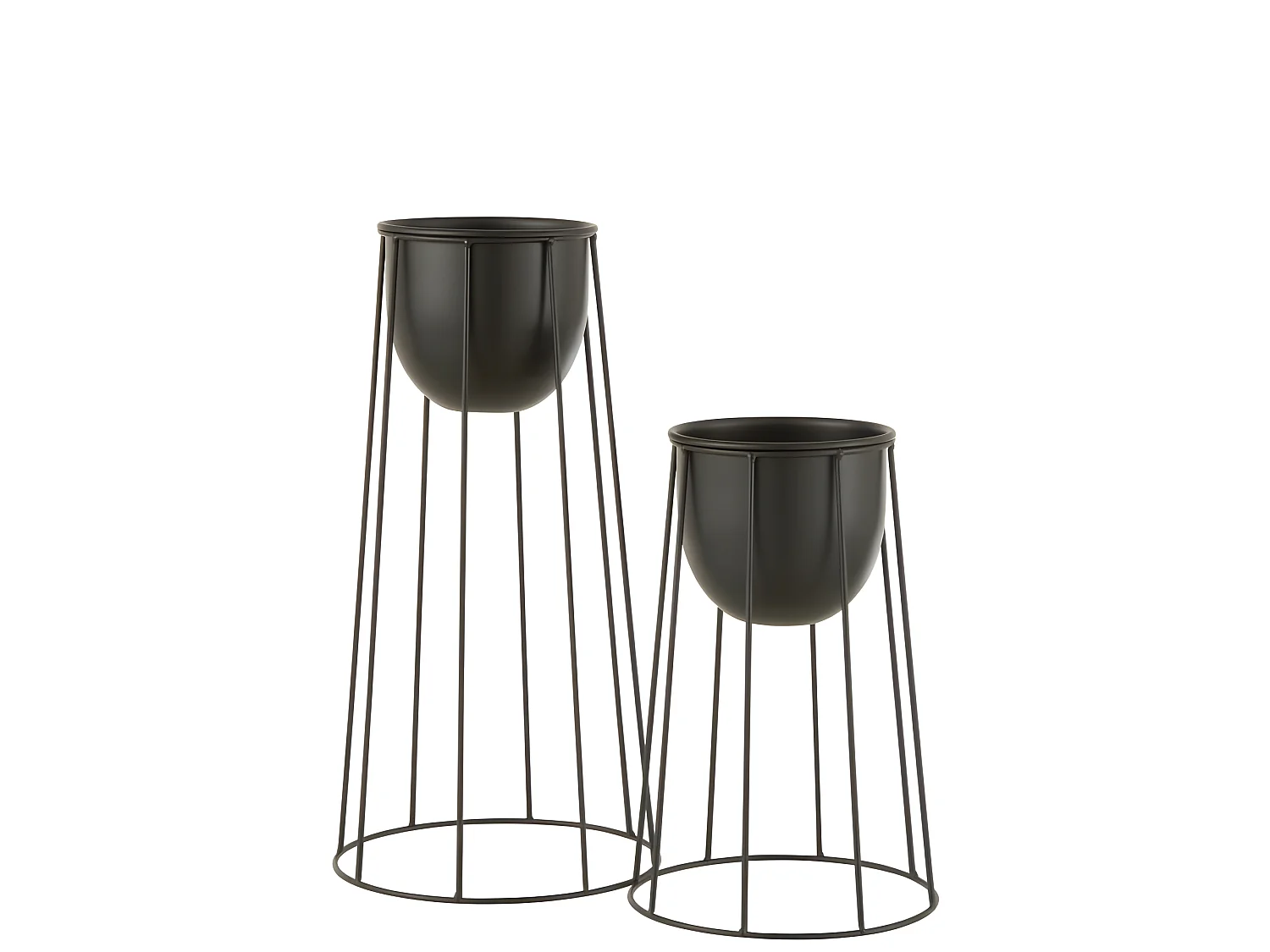 Cache-pot sur pied noir en métal 23x23x45 cm