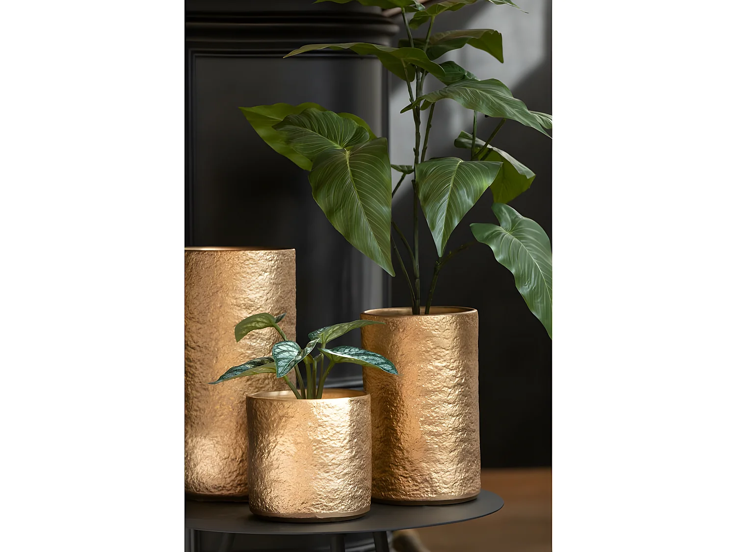 Cache-pot en céramique doré 24x24x25 cm