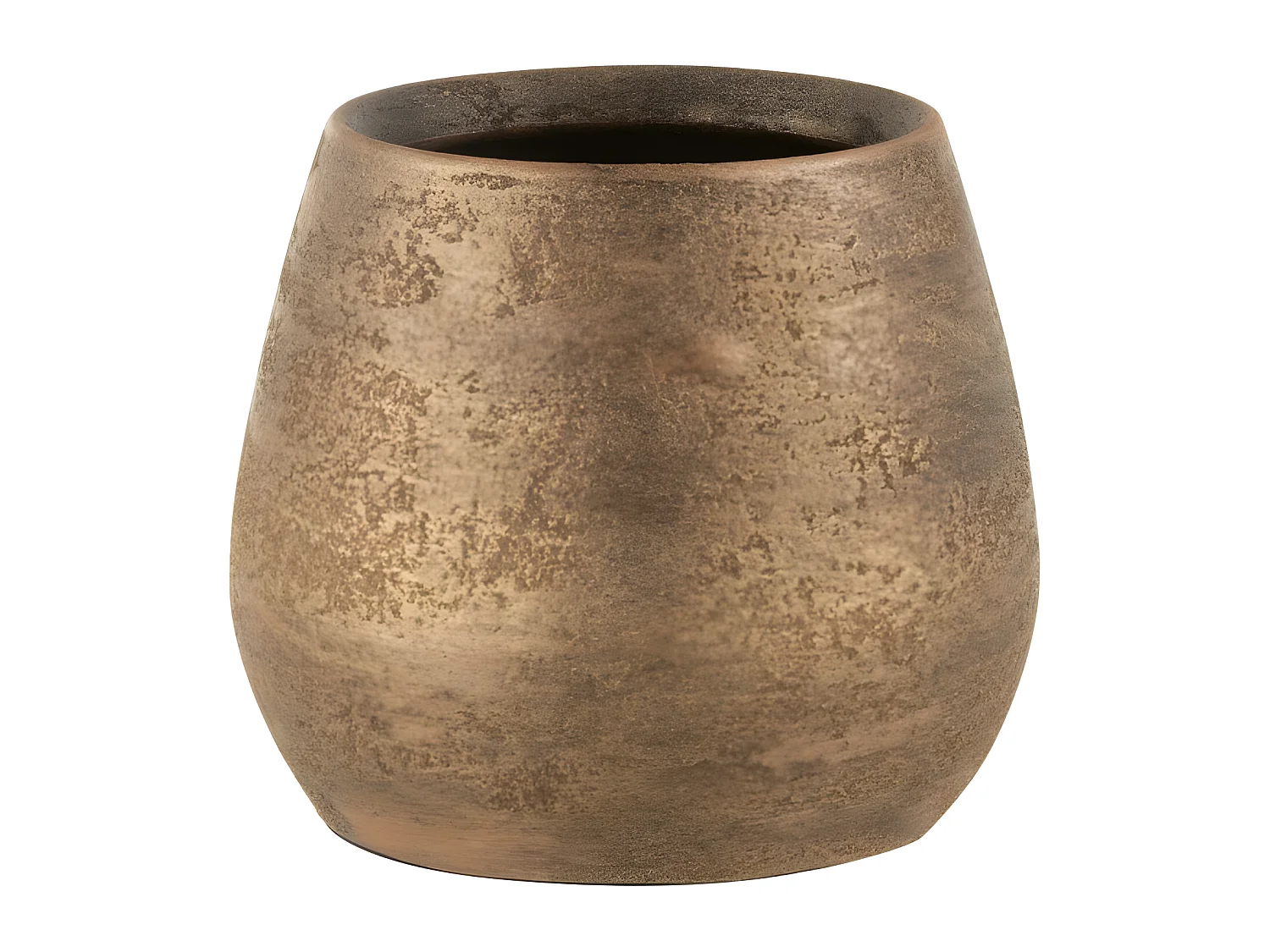 Maceta irregular rugoso cerámica oro Alt. 18 cm