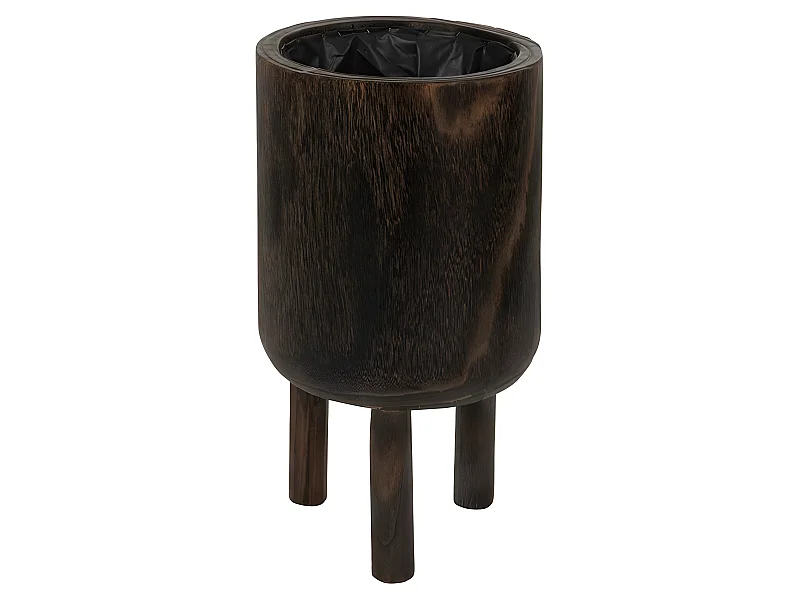 Cache-pot en bois de paulownia marron 21.5x21.5x34 cm