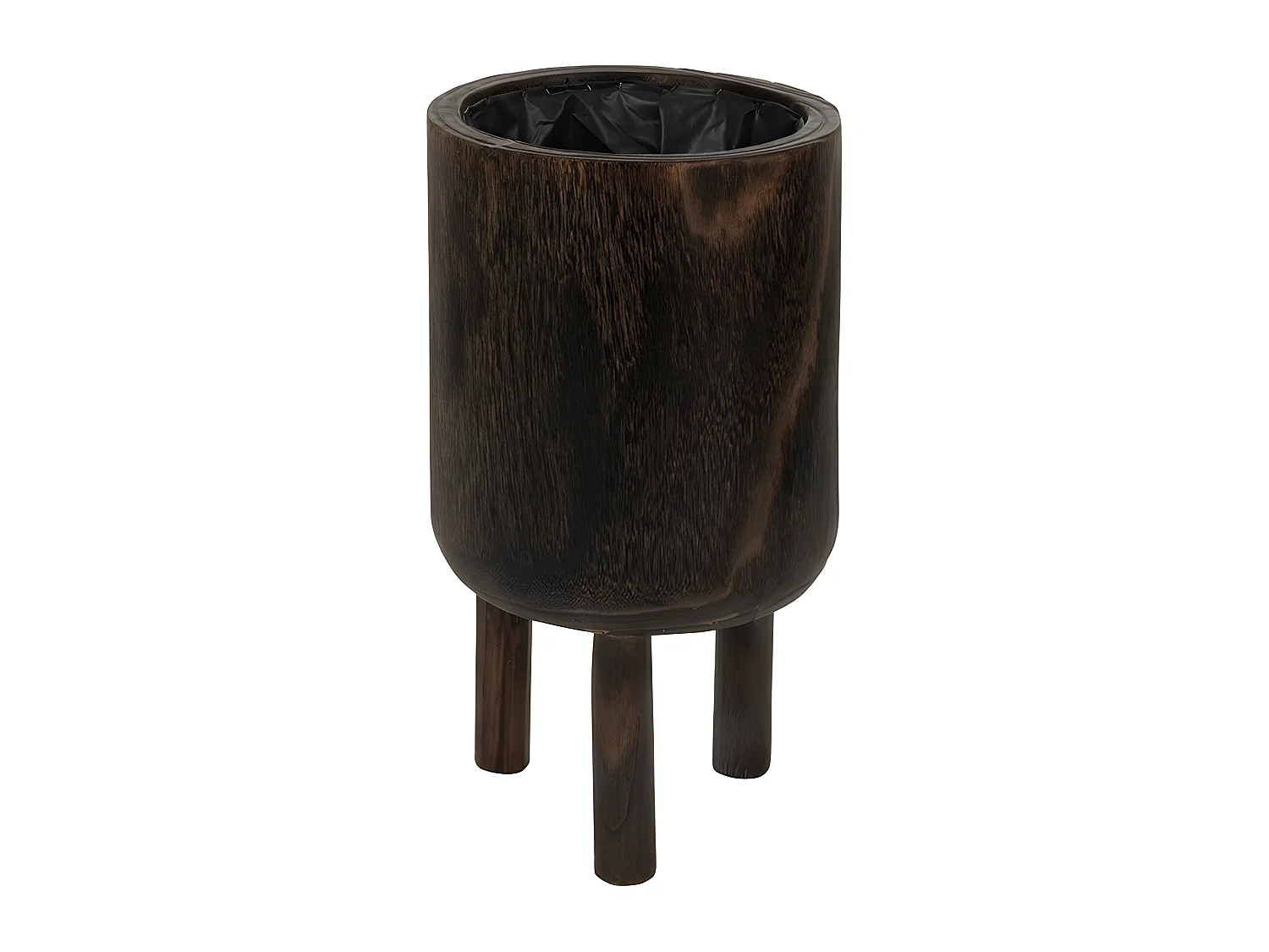 Maceta con pie madera paulonia marrón Alt. 34 cm