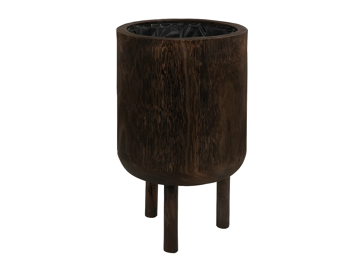 Cache-pot en bois de paulownia marron 32x32x44 cm
