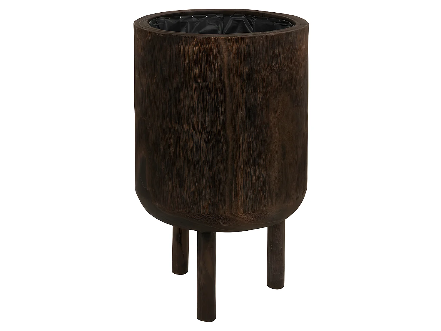 Cache-pot en bois de paulownia marron 32x32x44 cm