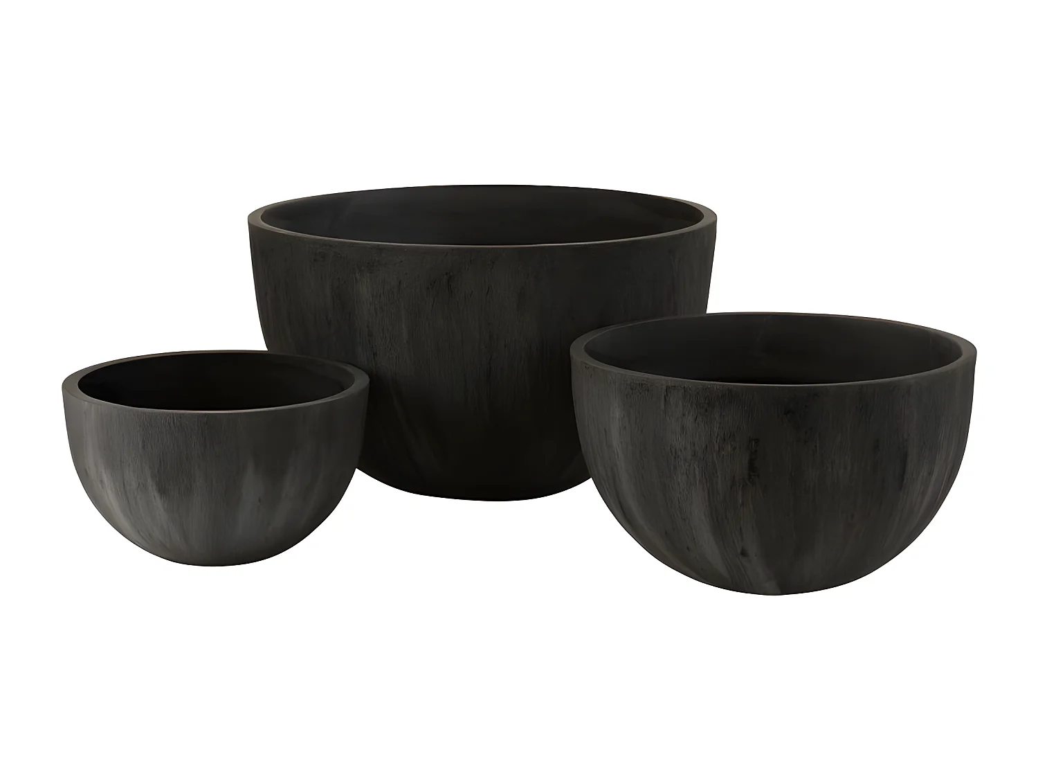 Set van 3 zwarte keramische bloempotten 60x60x46 cm