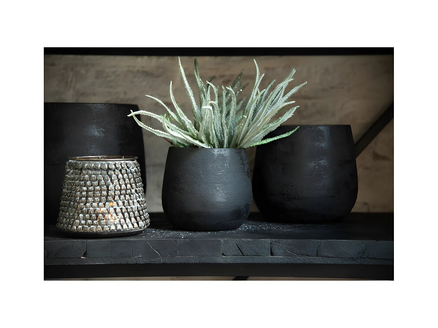 Cache-pot en céramique noir 23x23x22 cm