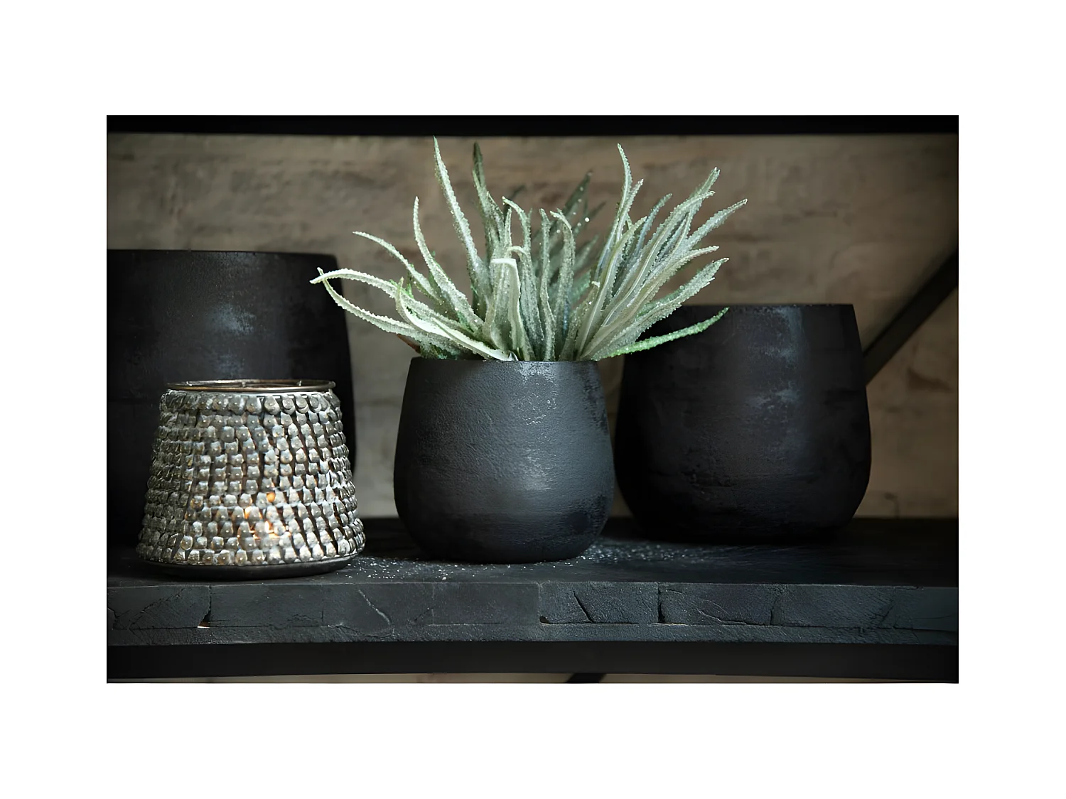 Cache-pot en céramique noir 23x23x22 cm