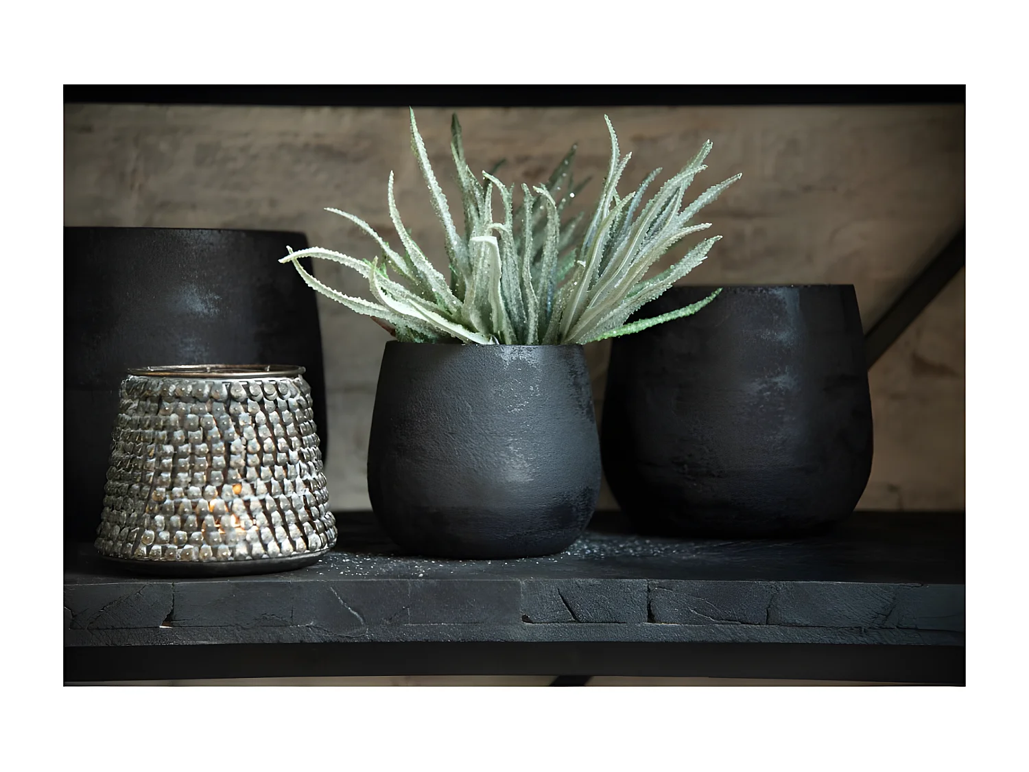 Vaso di fiori in ceramica nera 23x23x22 cm