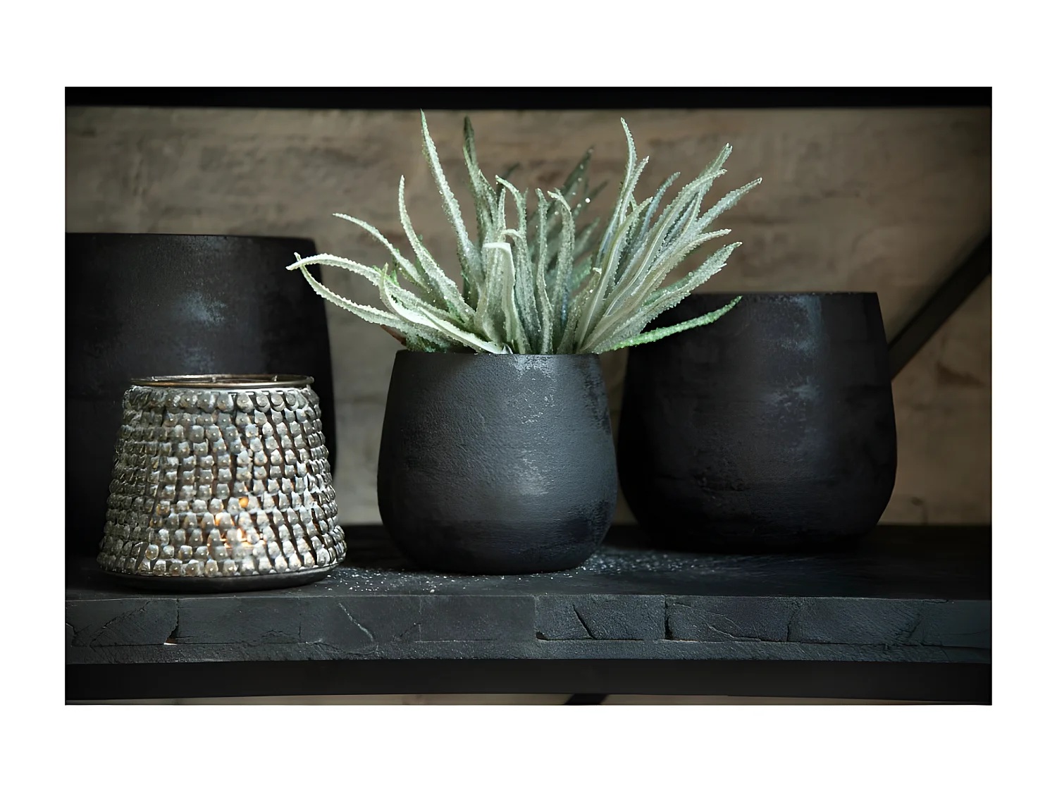 Vaso di fiori in ceramica nera 23x23x22 cm