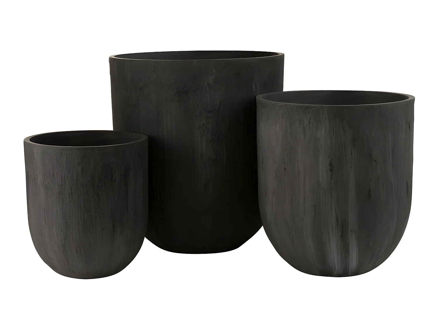 Set de 3 cache-pots en céramique noir 55x55x61.5 cm