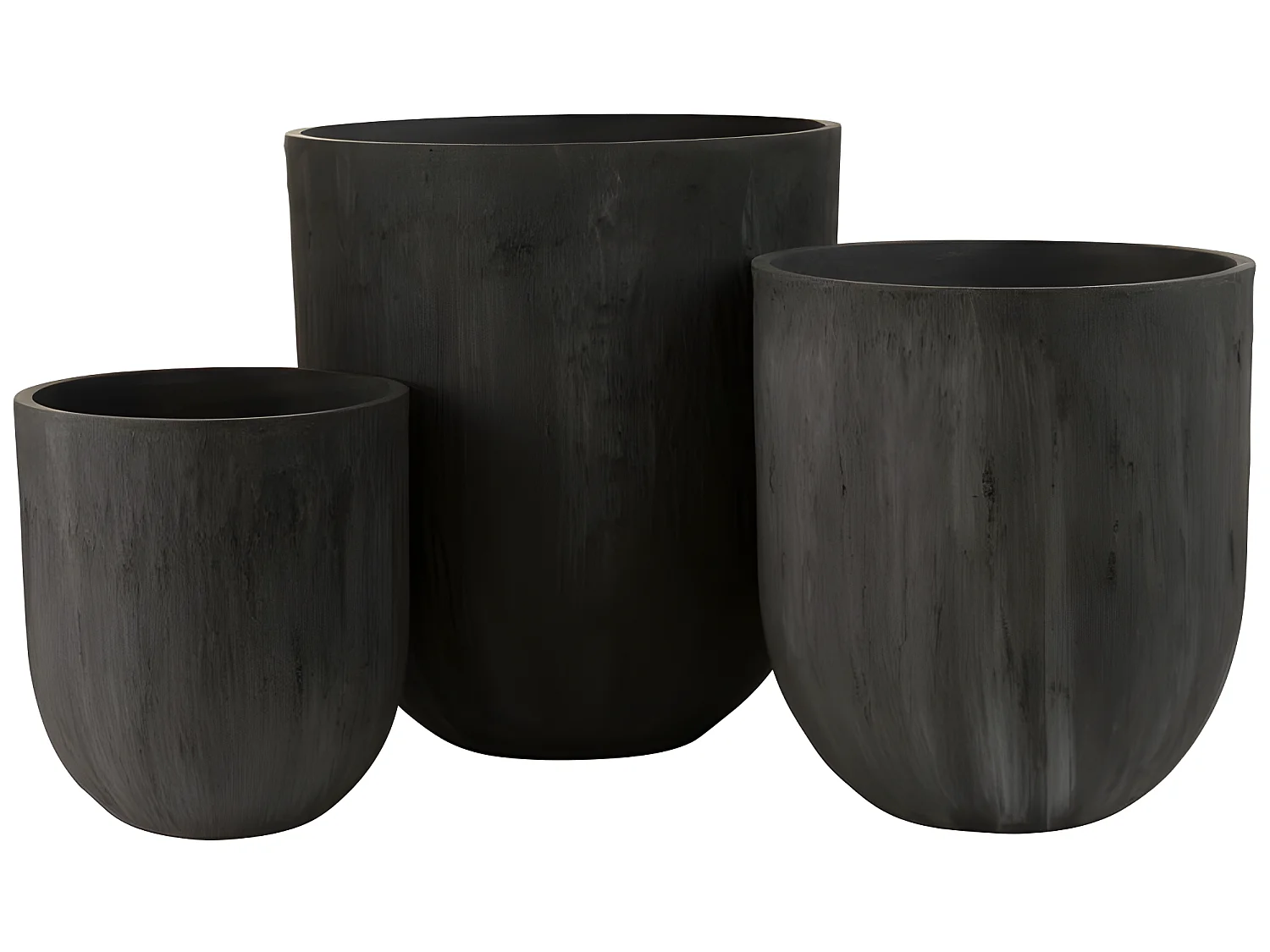 Set de 3 jarrones redondas cerámica alto negro 55W / Alt. 61