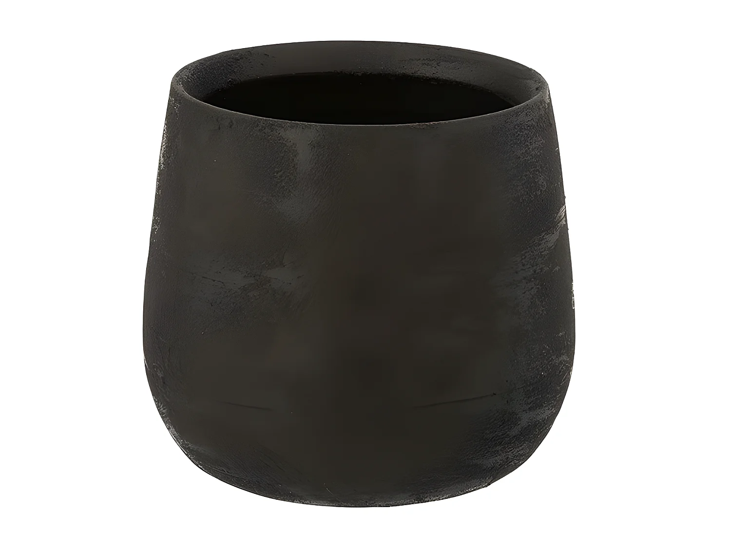 Cache-pot irrégulier en céramique noire H18cm
