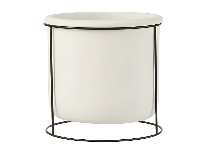 Macetero de cerámica blanco de 20x20x19.5 cm