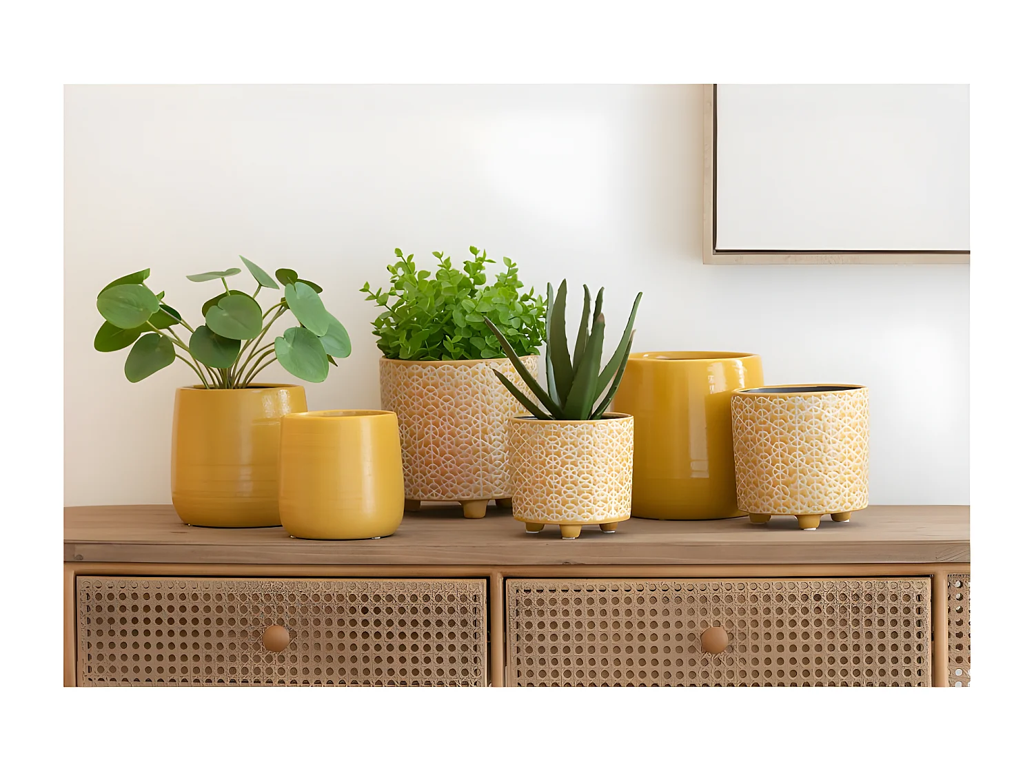 Cache-Pot Déco en Céramique "Minada" 16cm Ocre