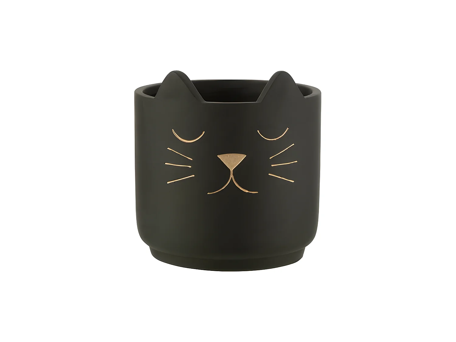 Cache-Pot en Céramique "Chat" 20cm Noir & Or