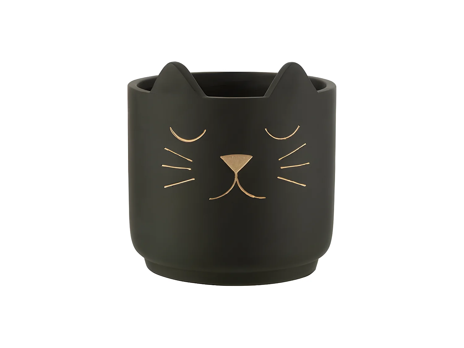 Cache-Pot en Céramique "Chat" 20cm Noir & Or