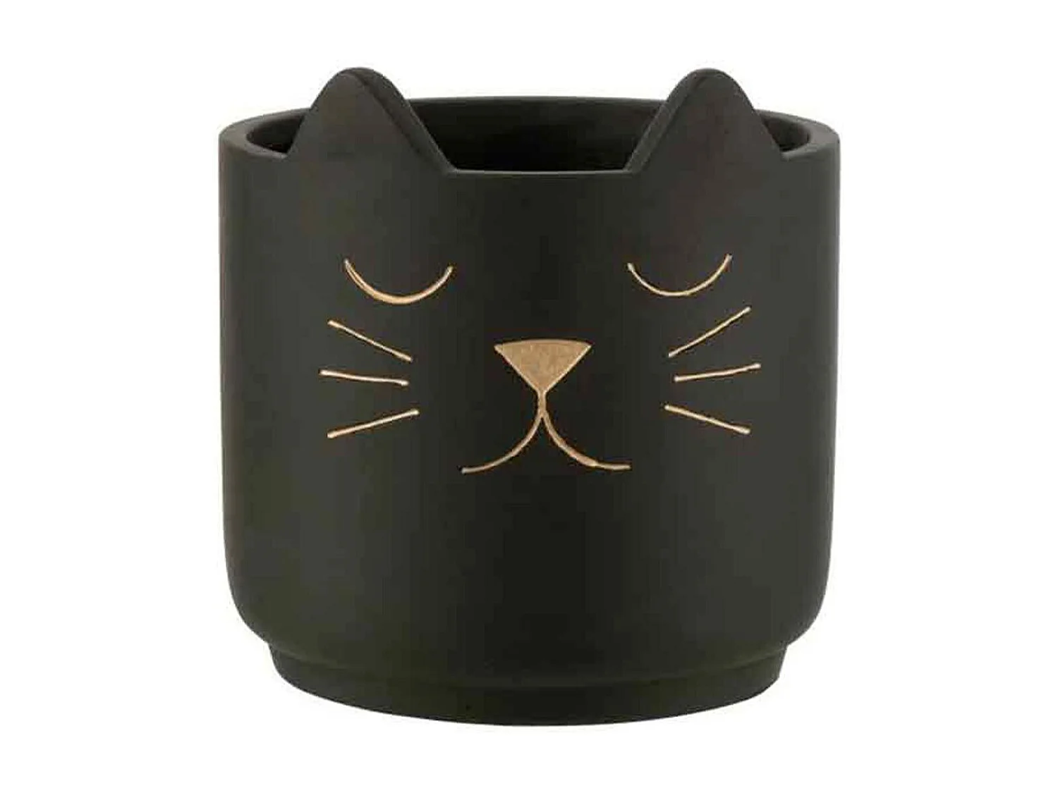 Cache-Pot en Céramique "Chat" 20cm Noir & Or