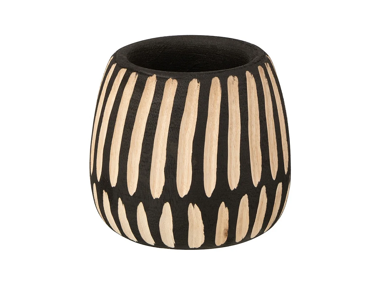 Pot de fleur en bois massif noir Viviana D 15cm