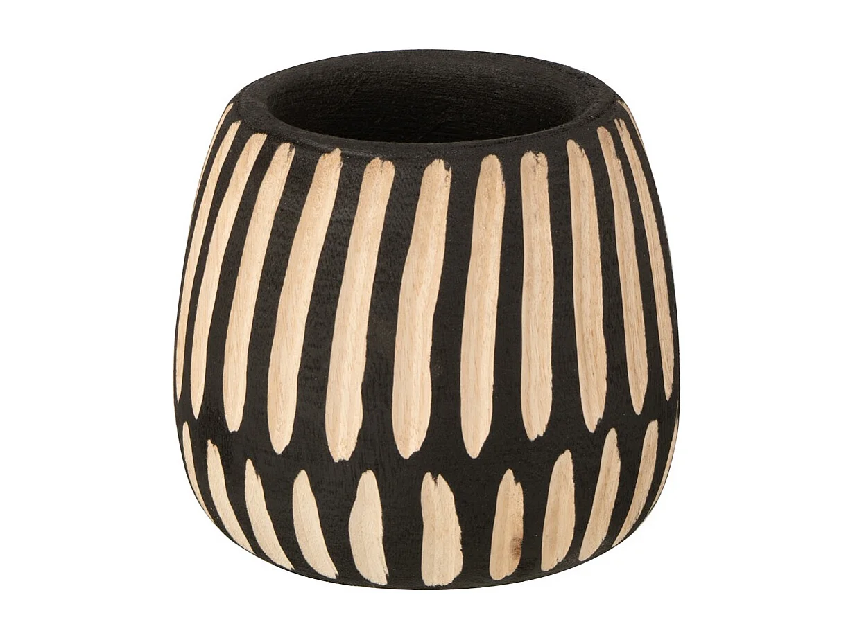 Pot de fleur en bois massif noir Viviana D 15cm