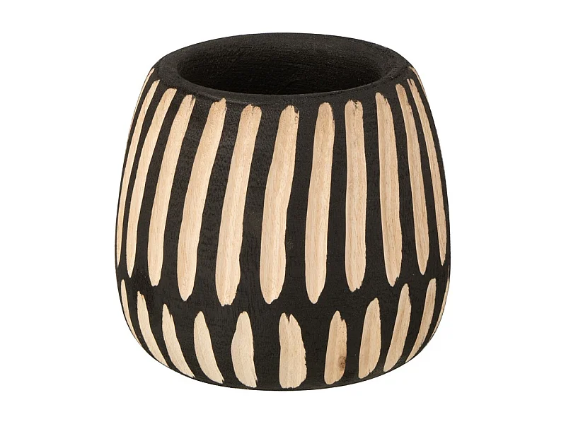 Pot de fleur en bois massif noir Viviana D 15cm