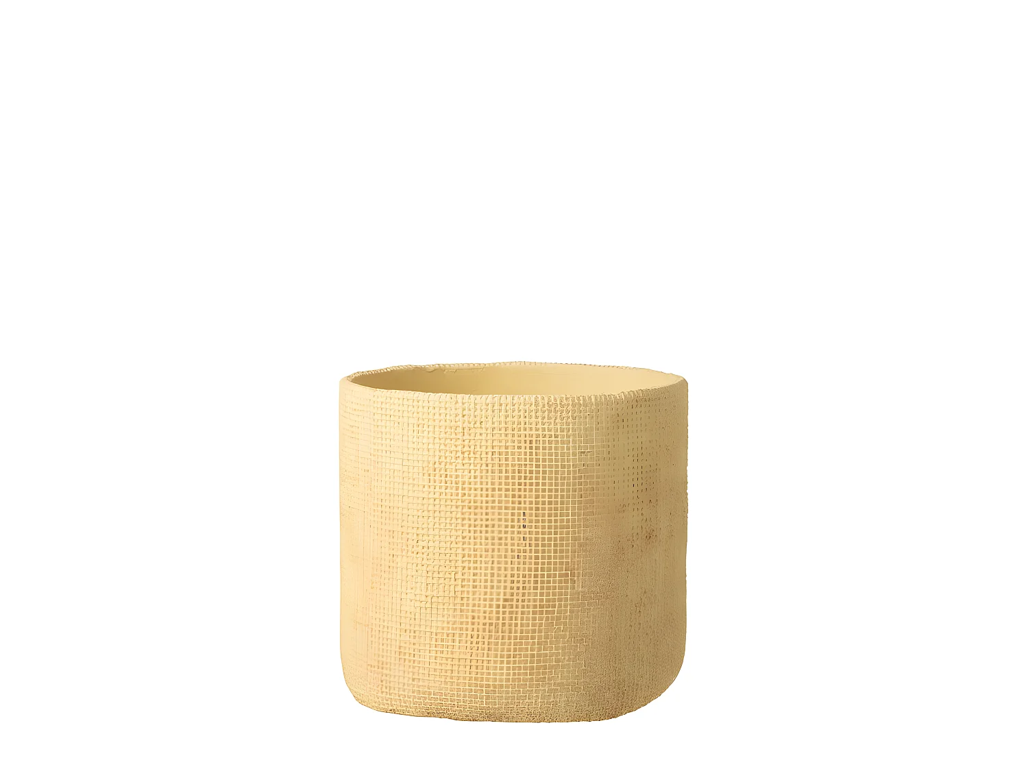 Beige cementen bloempot met bistromotieven 26x26x24 cm