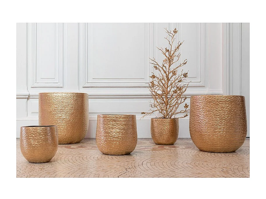 Macetero de cerámica dorada de 16x16x16cm