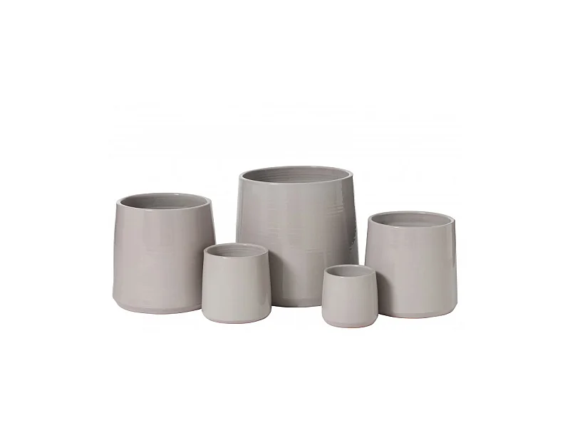 Ronde grijze keramische bloempot 23x23x21.5 cm