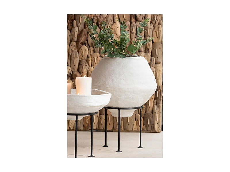 Maceta de pie chad papel mache blanco 53x53 cm