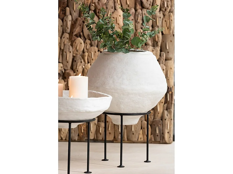 Maceta de pie chad papel mache blanco 53x53 cm