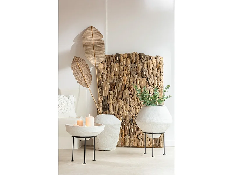 Maceta de pie chad papel mache blanco 53x53 cm