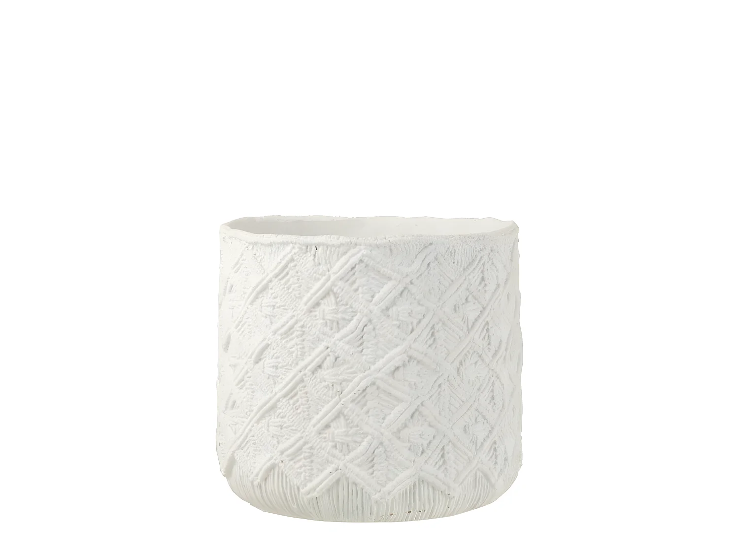 Cache-Pot Déco en Ciment "Damier" 33cm Blanc