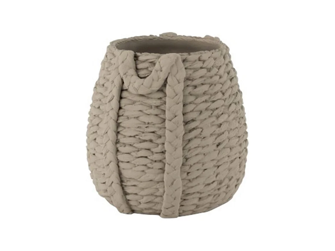 Cache-Pot Déco en Ciment "Tissé" 38cm Gris