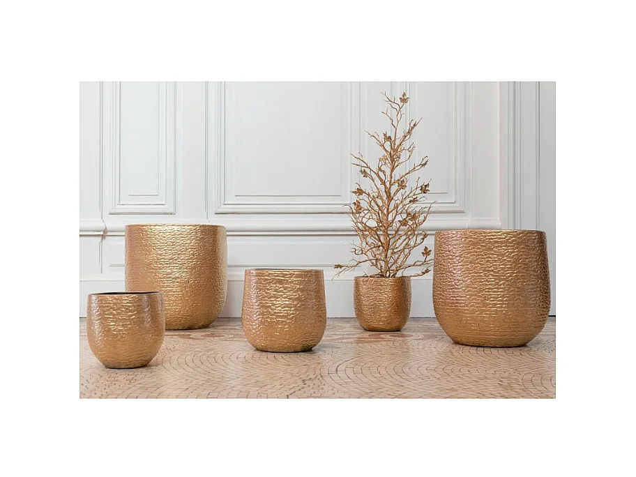 Portavaso in ceramica dorata 20x20x18 cm