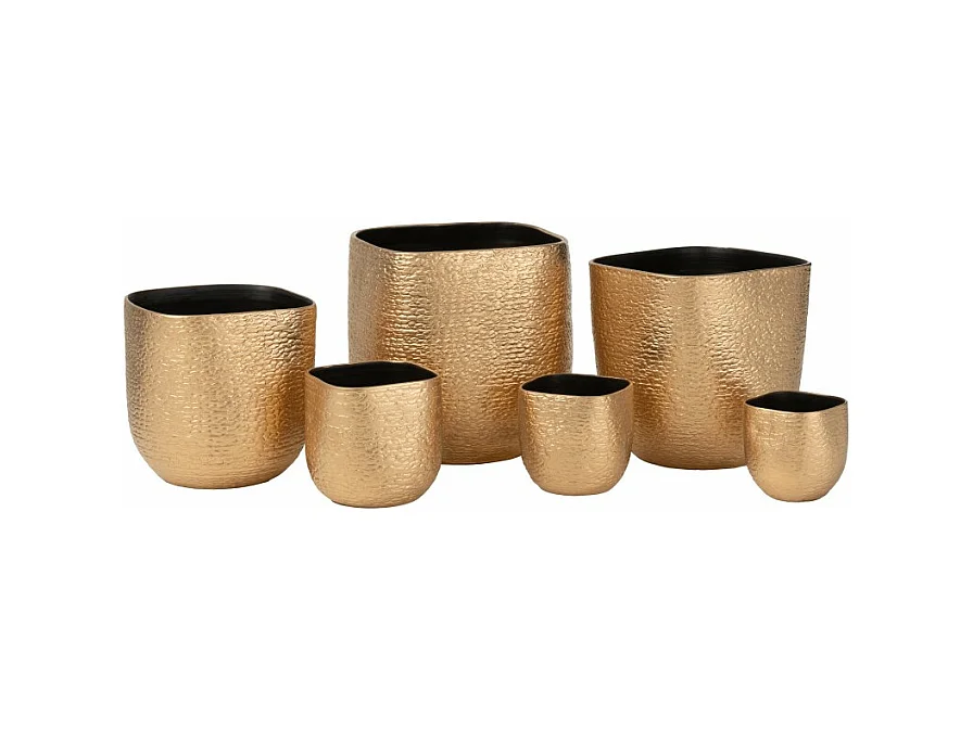 Portavaso in ceramica dorata 20x20x18 cm