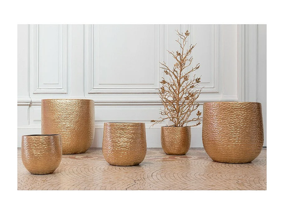 Portavaso in ceramica dorata 20x20x18 cm