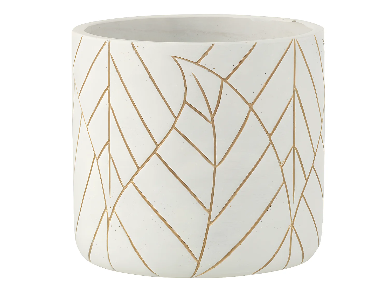 Cache pot en céramique blanc et or