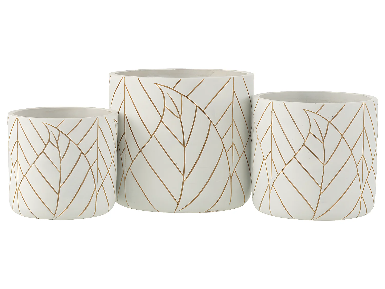 Cache pot en céramique blanc et or