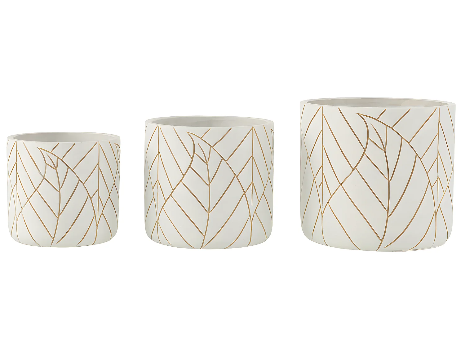 Cache pot en céramique blanc et or