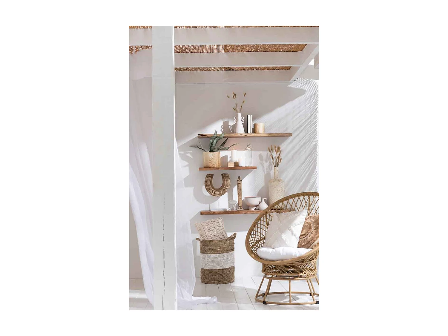 Cache-Pot Déco en Ciment "Forêt" 21cm Beige